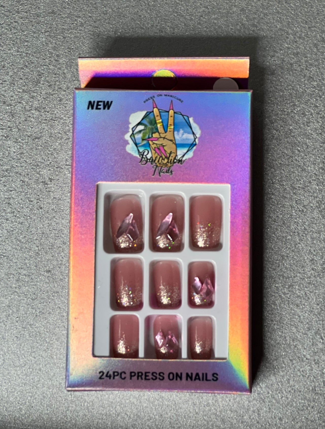 Shimmer Bae | Short glitz tip Press on nails