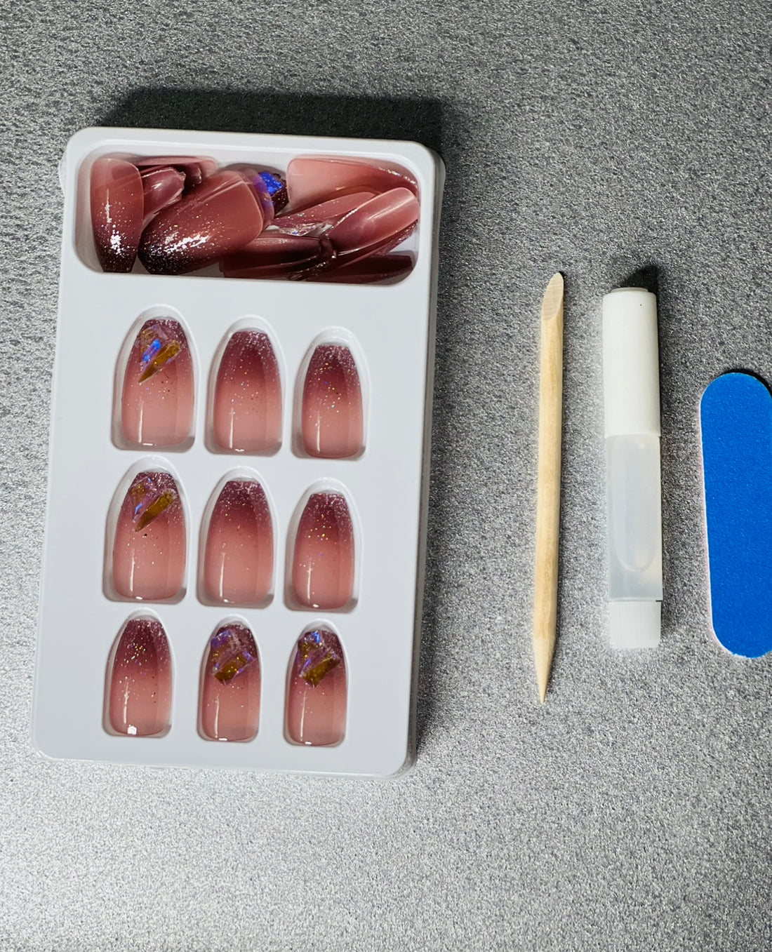 Ombre glitz l Short ombre glitter tips press on nails