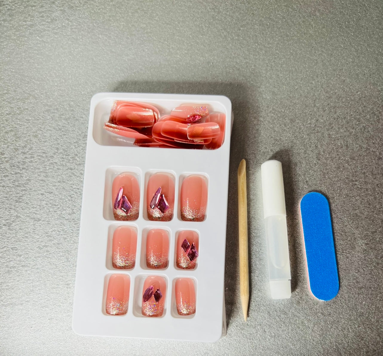 Shimmer Bae | Short glitz tip Press on nails