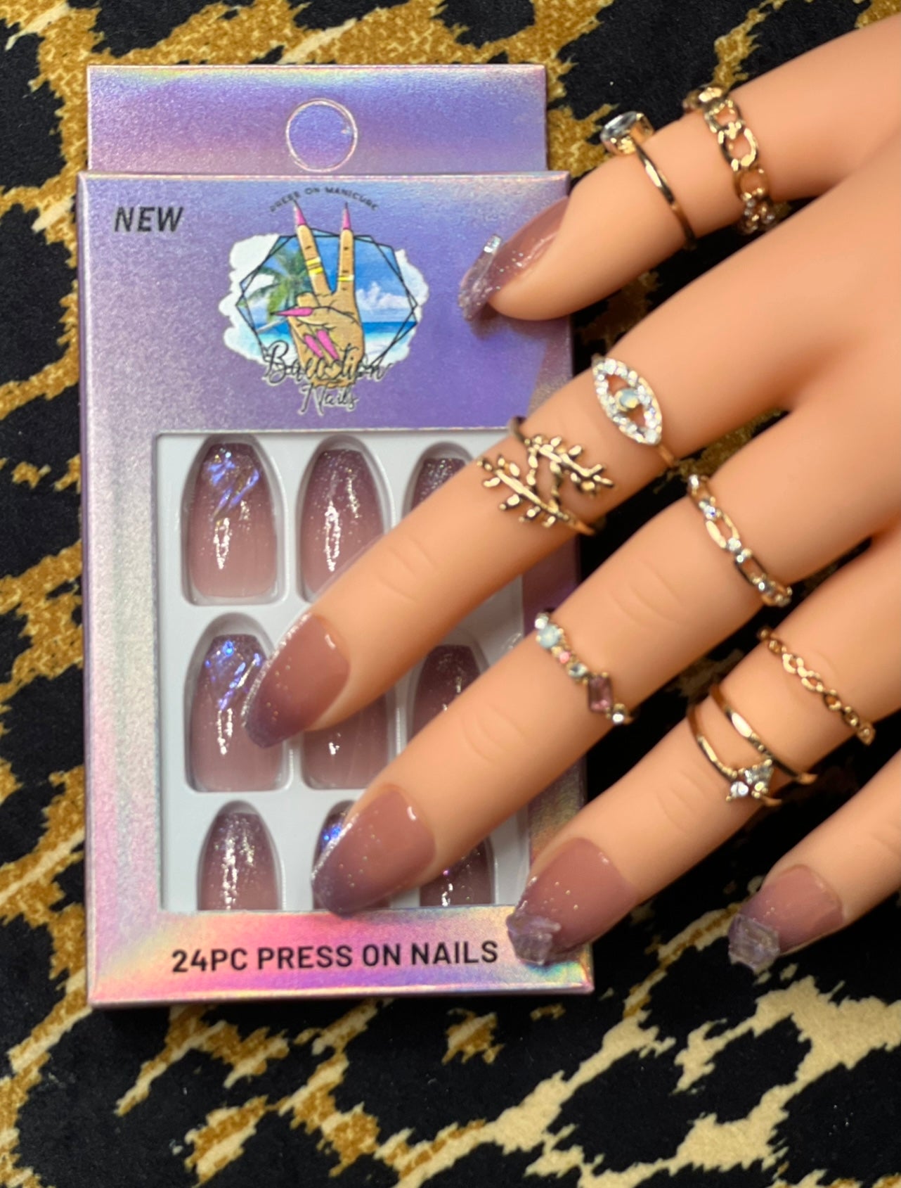 Ombre glitz l Short ombre glitter tips press on nails