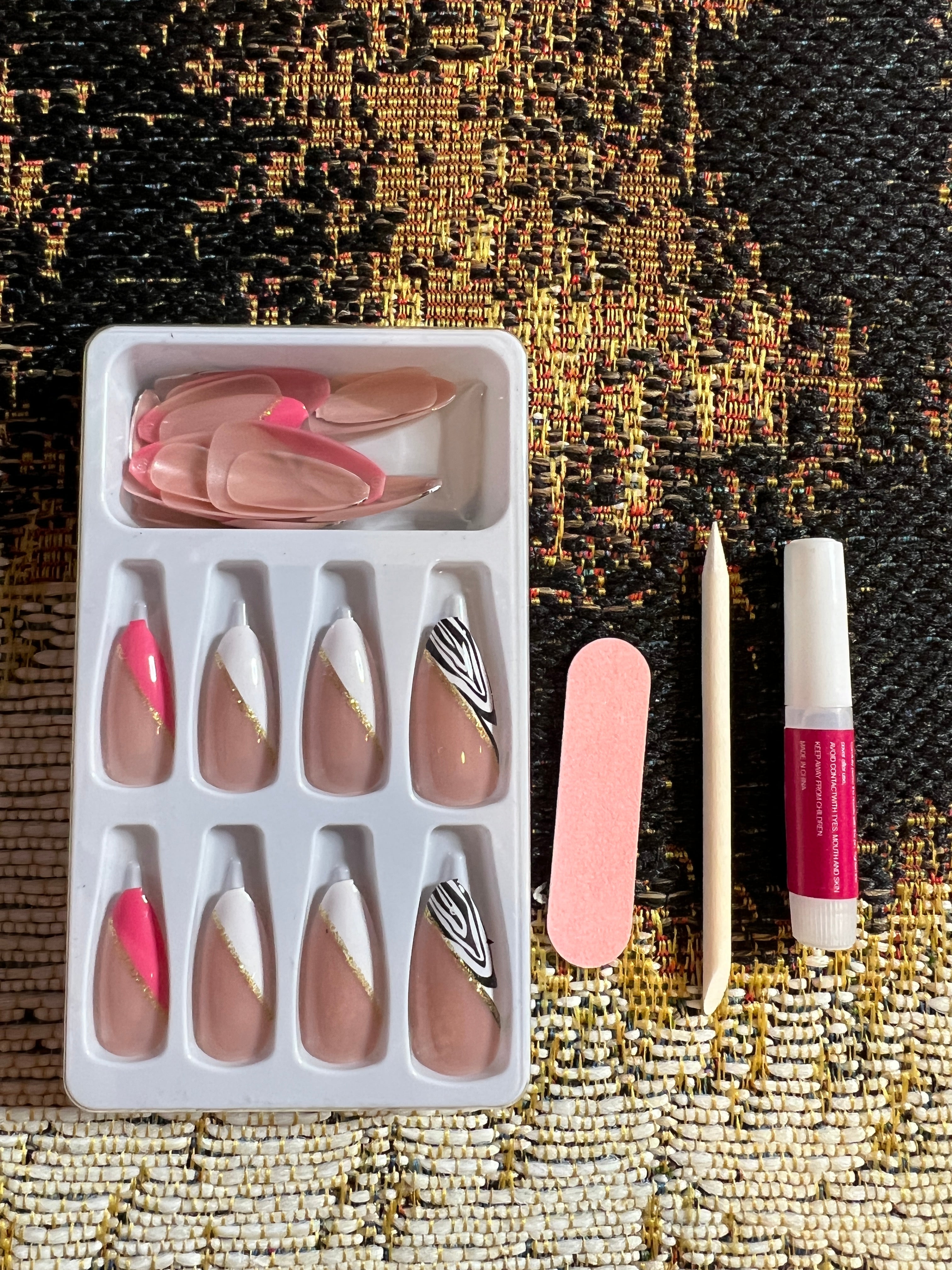 Medium almond french Press on nails