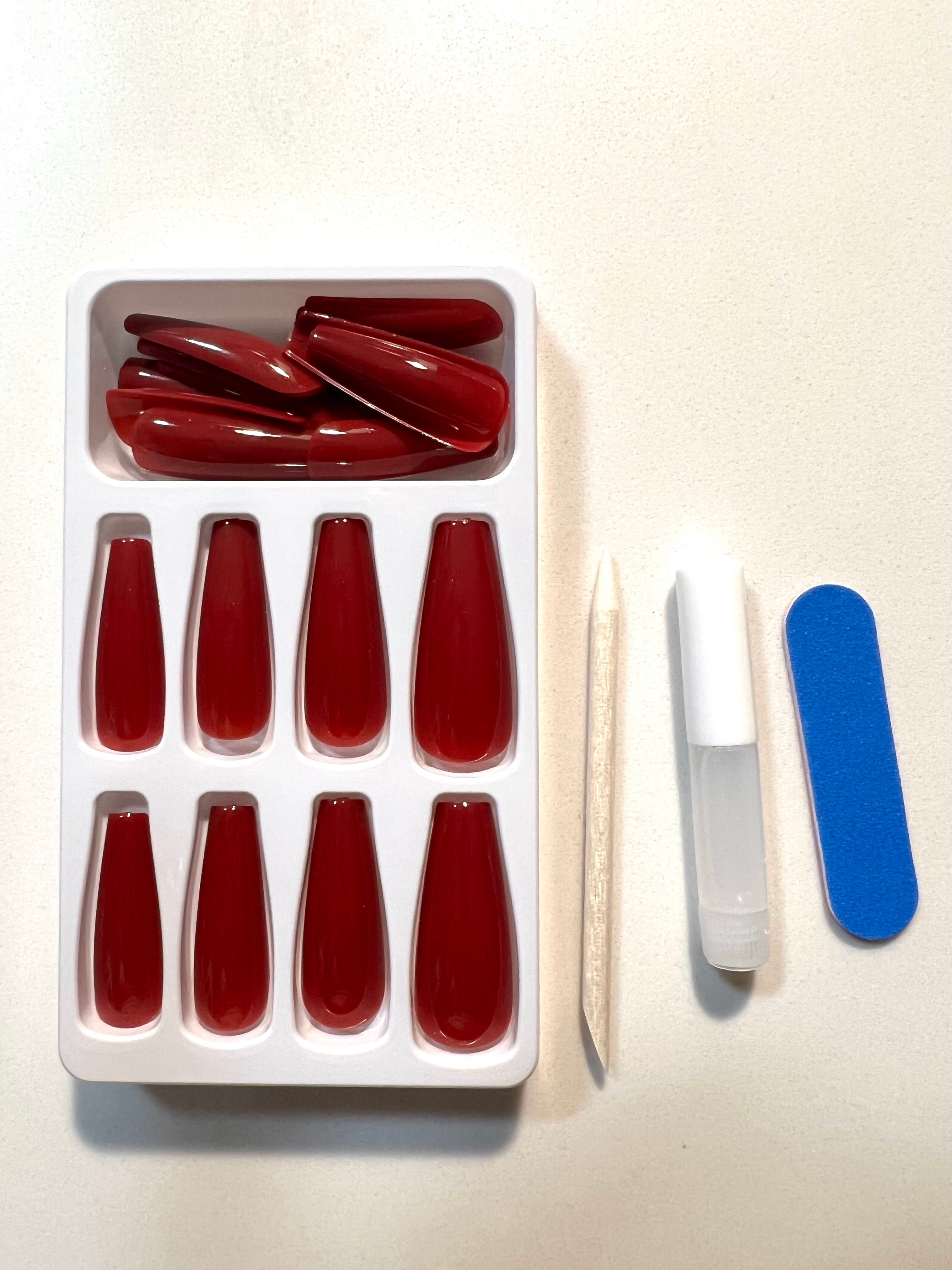 Red Lips l Red press on nails