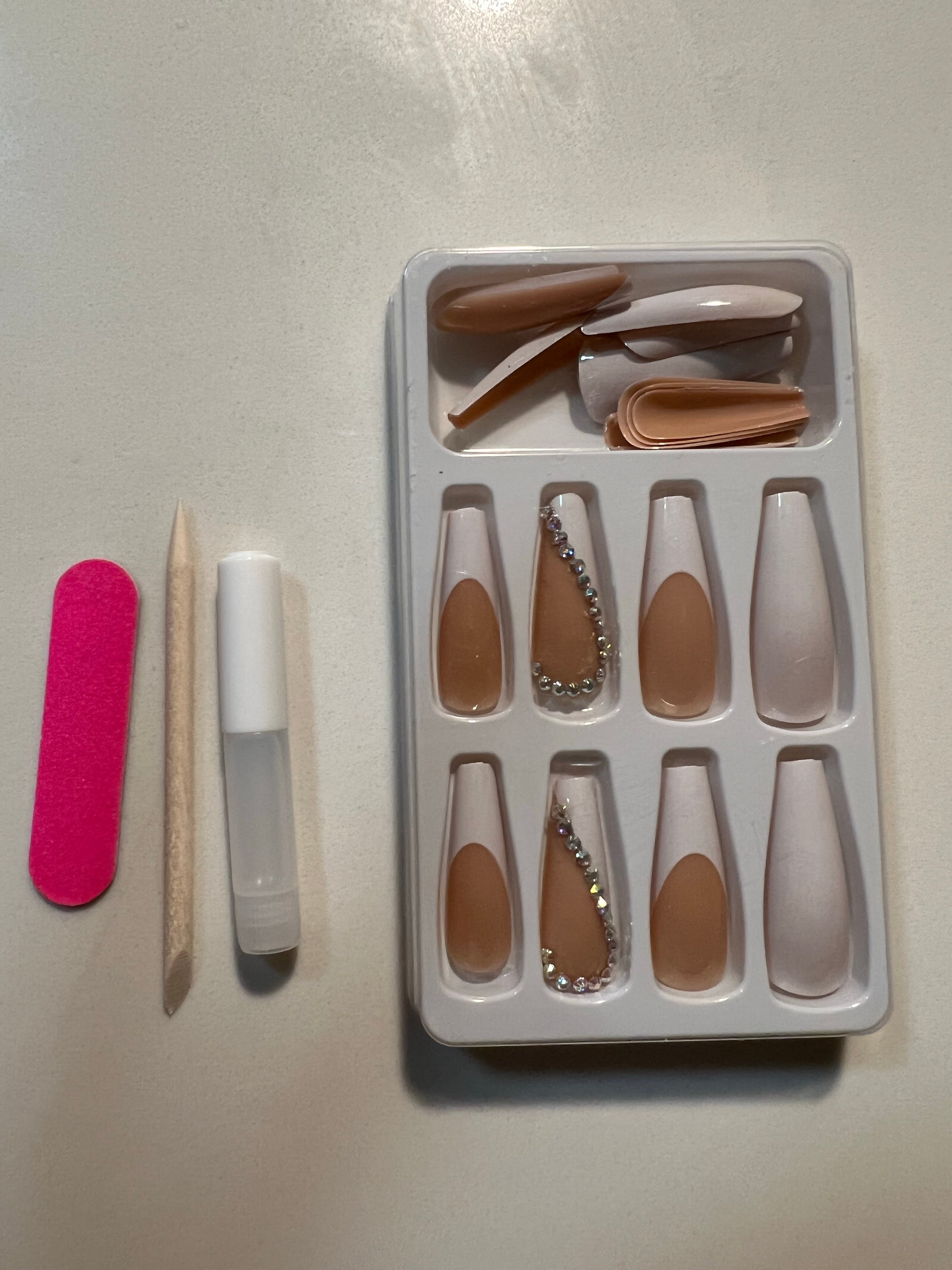 white French tip press on nails