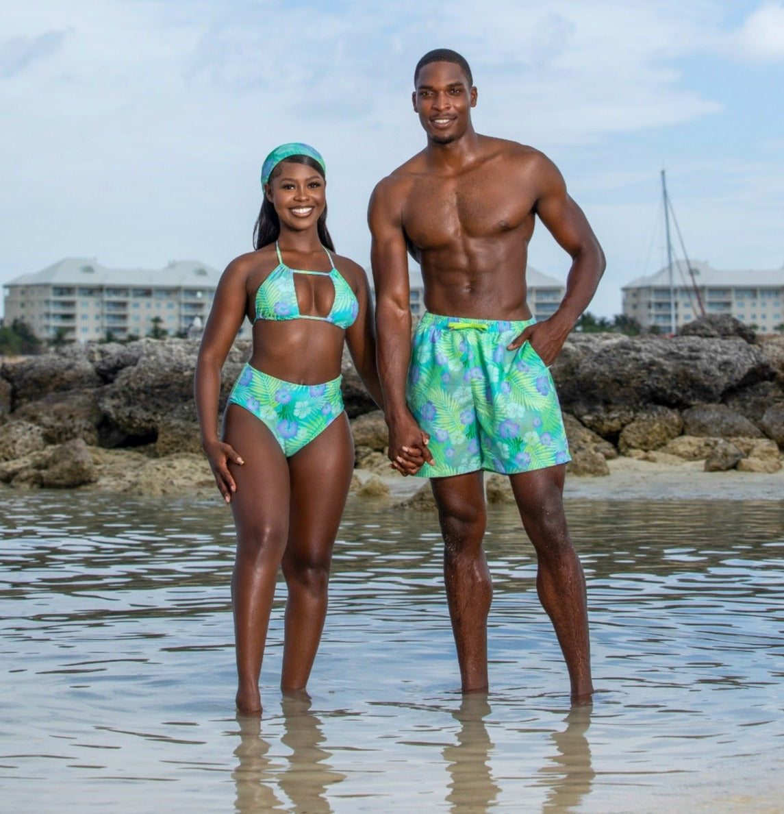 BOTANICAL BAE COUPLES MATCHING SWIMSUITS