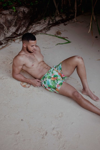 PINEAPPLE PRINT MENS SWIM TRUNKS