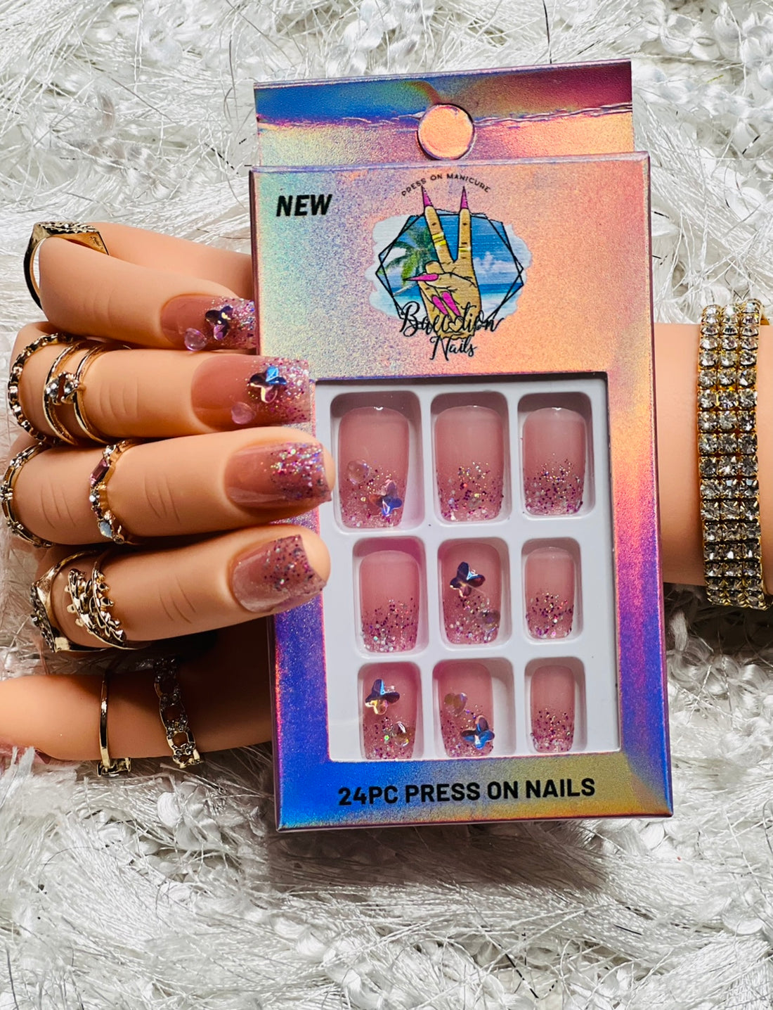 Glitz | Short glittery bling Press on nails