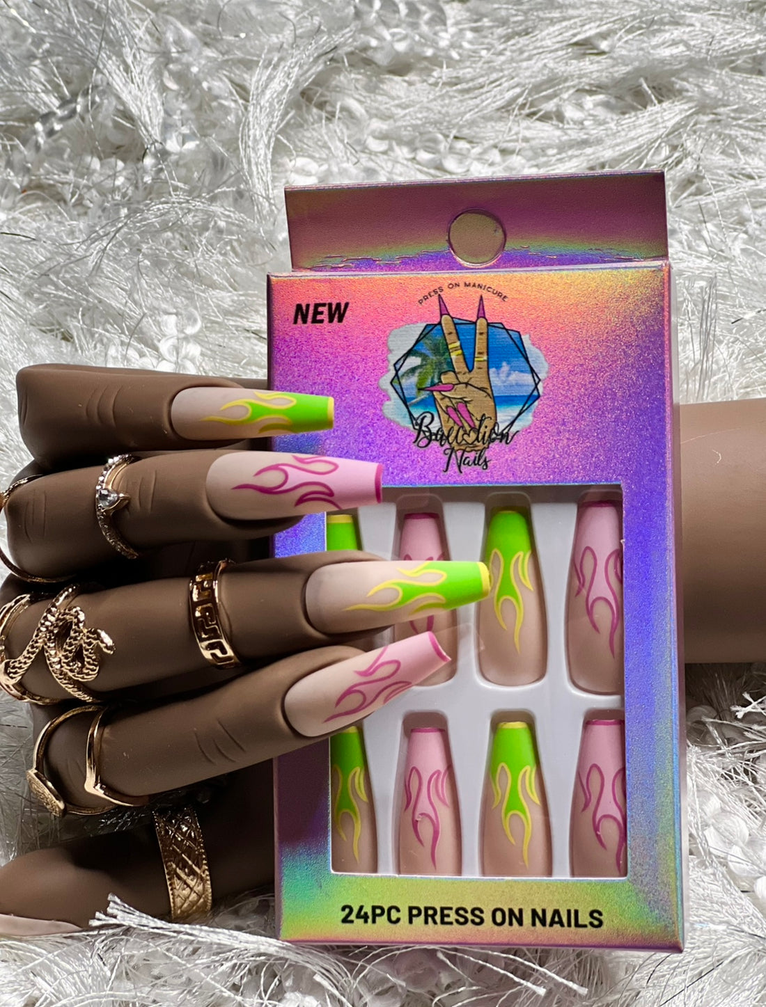 Hot Girl | Long matte flame Press on nails