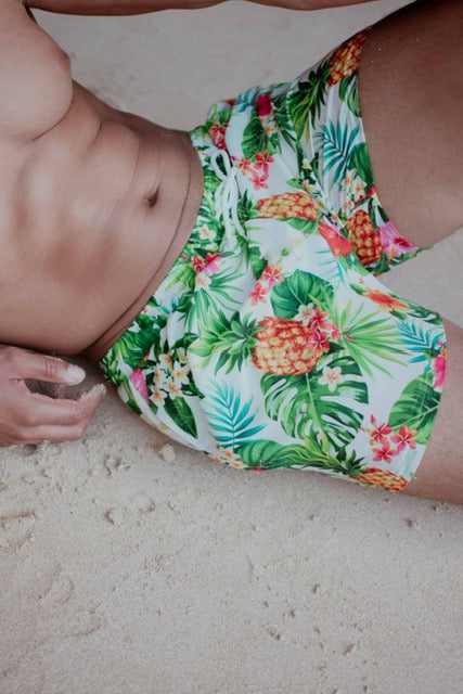 PINEAPPLE PRINT MENS SWIM TRUNKS