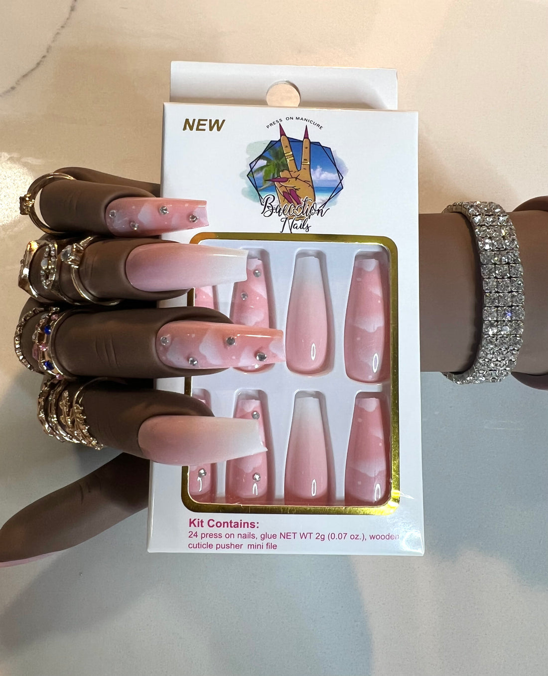 Head in the clouds l pink cloud press on nails