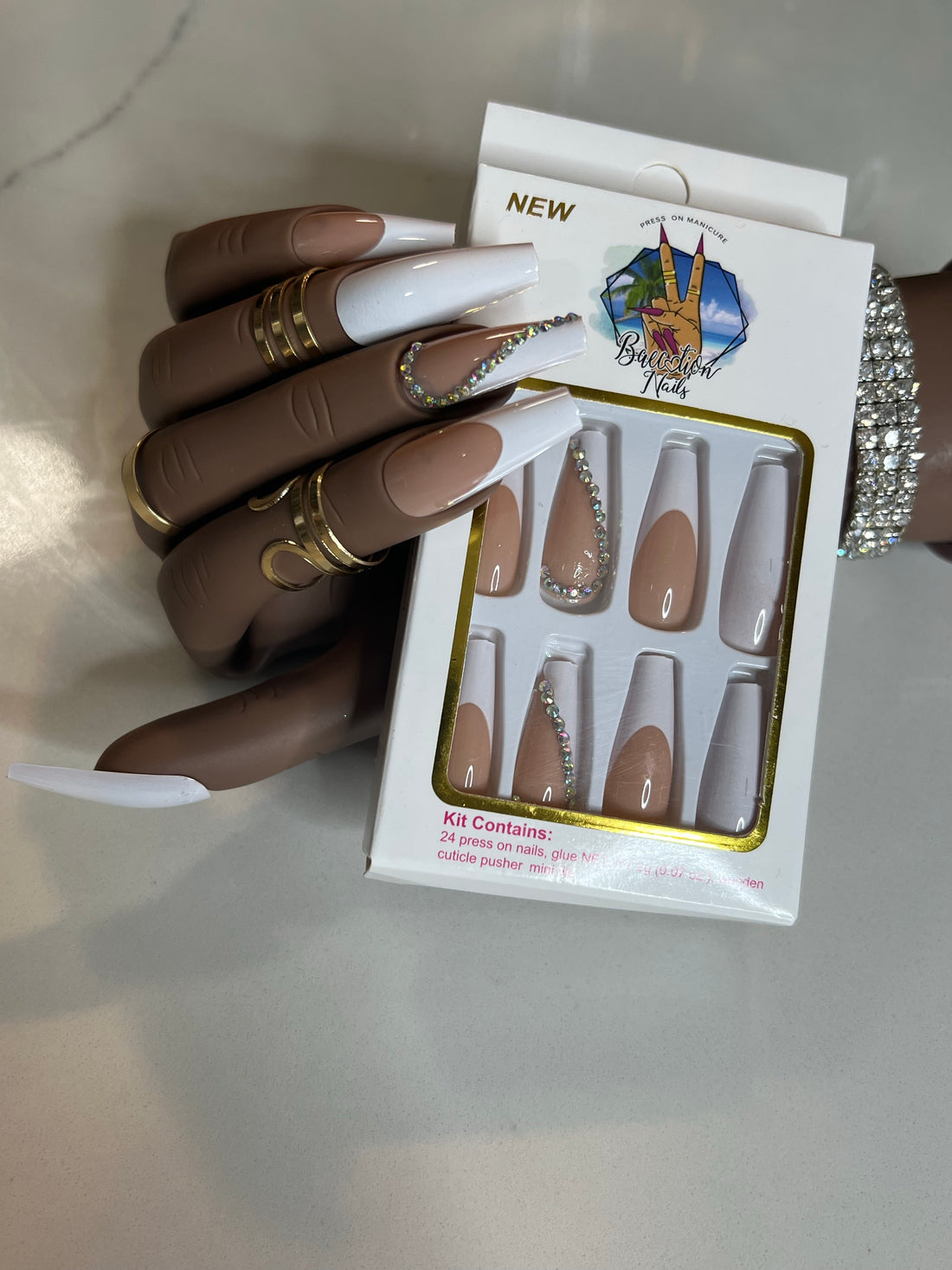 Honeymoon l white French tip press on nails