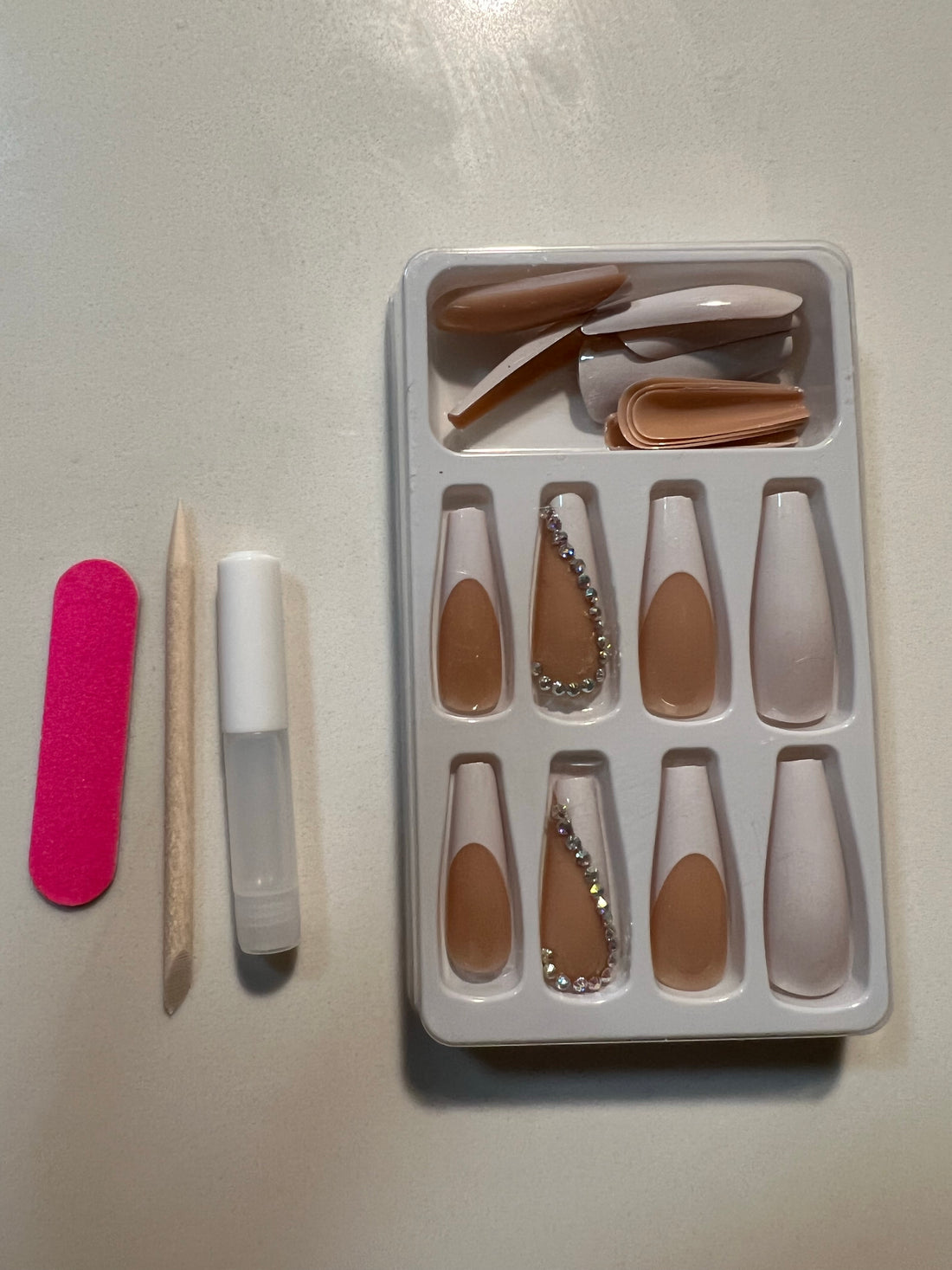 white French tip press on nails