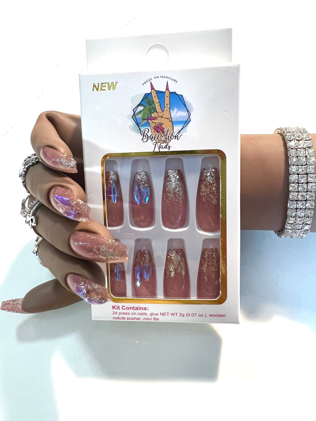 Water Falls l crystal press on nails